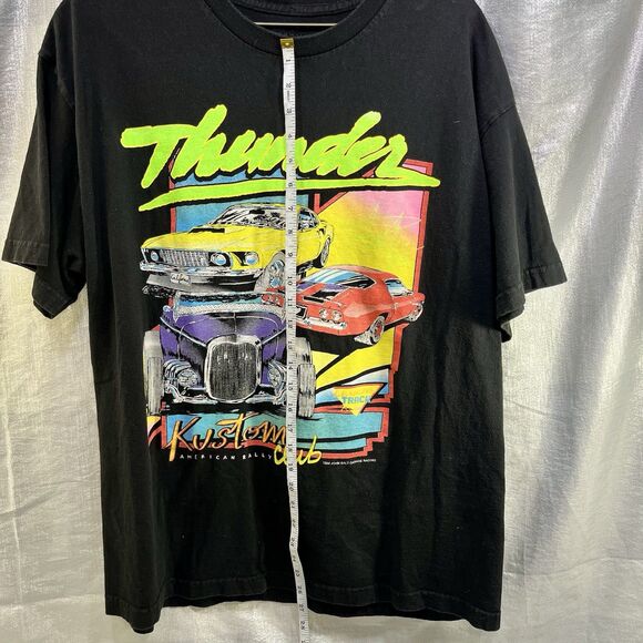 VINTAGE-J.Galt Thunder Kustom Club Car Rally Black 1984-80s Retro Graphic TShirt - Picture 4 of 7